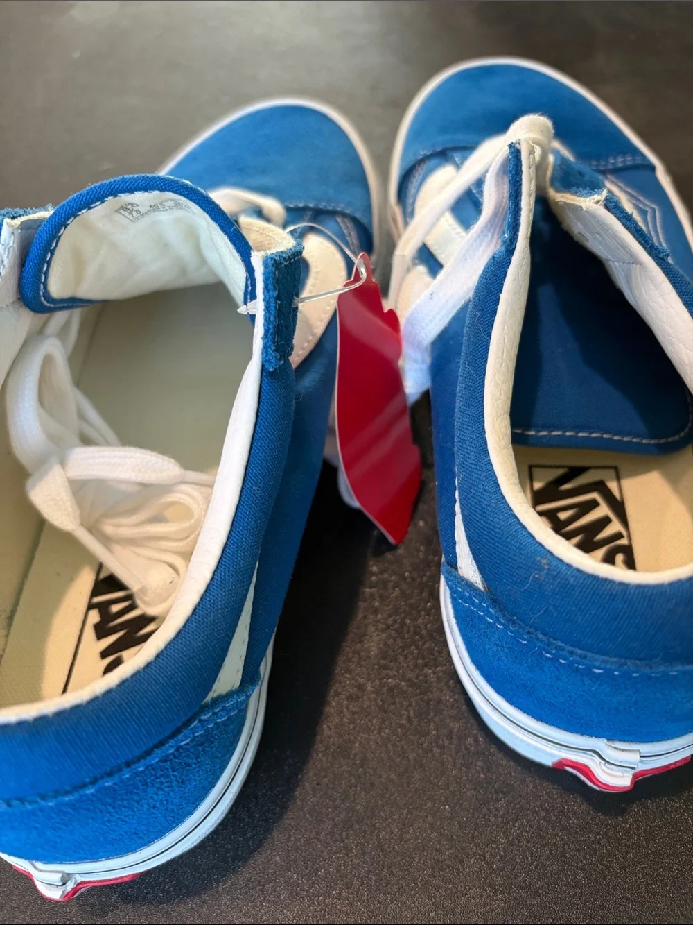 Vans Blue Suede & Canvas Low Top Sneakers with White Stripe brand New